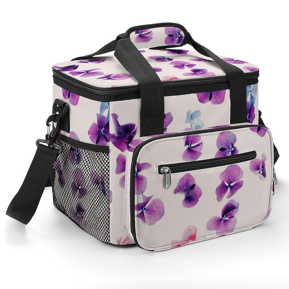Amazon | クーラーボックス 紫色の花 折りたたみ デイリー